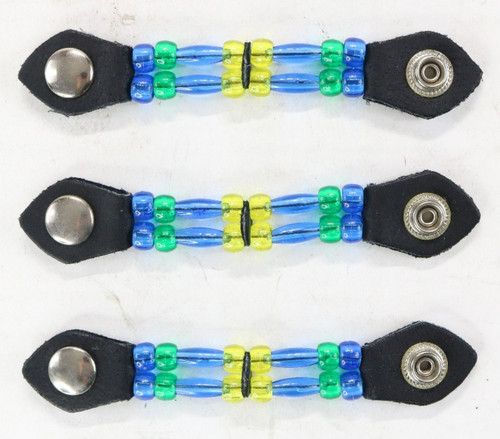 vest extenders biker motorcycle western blue yellow green beads beaded womens