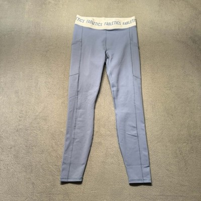 Fabletics Womens M Leggings Blue High Rise Athletic Gym Yoga Pockets NWOT