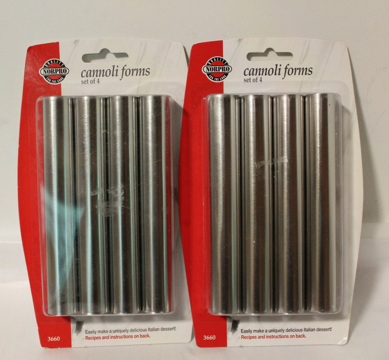NorPro Cannoli Forms/ Stainless/ 2 New Pkg of 4 with Pasrty & Filling Recipe