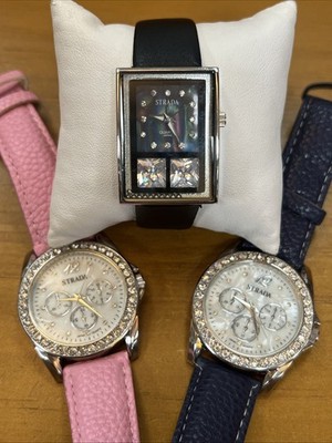 3 Strada Watches Mother Of Pearl Chronograph Quartz Running With New Batteries