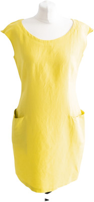 MAX & CO Yellow Linen / Viscose Blend Scoop Neck Mini Dress With Pockets Us10 UK