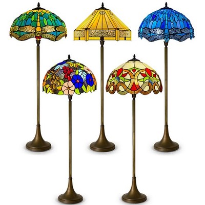 Traditionelle Tiffany Stehlampe 16 ZOLL BUNTGLAS HANDGEFERTIGT UK