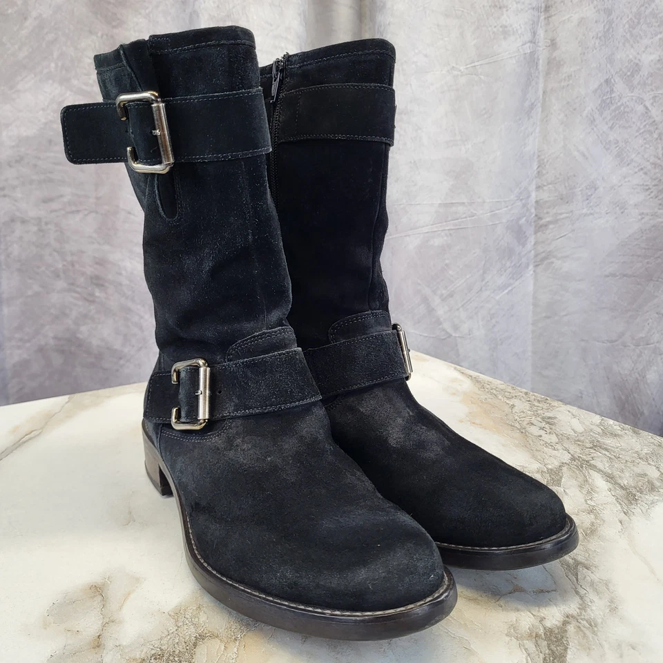 Botas de motociclista Paul Green Munchen de gamuza para mujer talla 10 de EE. UU. o UK 7,5 negras Foto 2 de 4