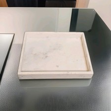 VTG White Gray Marble Rectangular Barware/Kit...