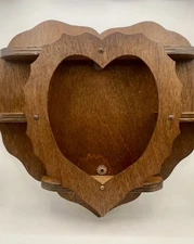 Vintage Heart Shaped Wooden Wall Hanging Shelf Scalloped Edges