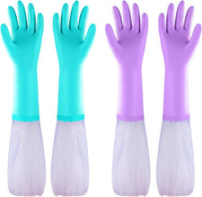 Reusable Long Sleeve Dishwashing Cleaning Gloves with Latex Free,Cotton