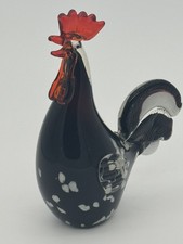 Murano Style Hand Blown Art Glass Rooster Figurine Sculpture 9.5  Heavy