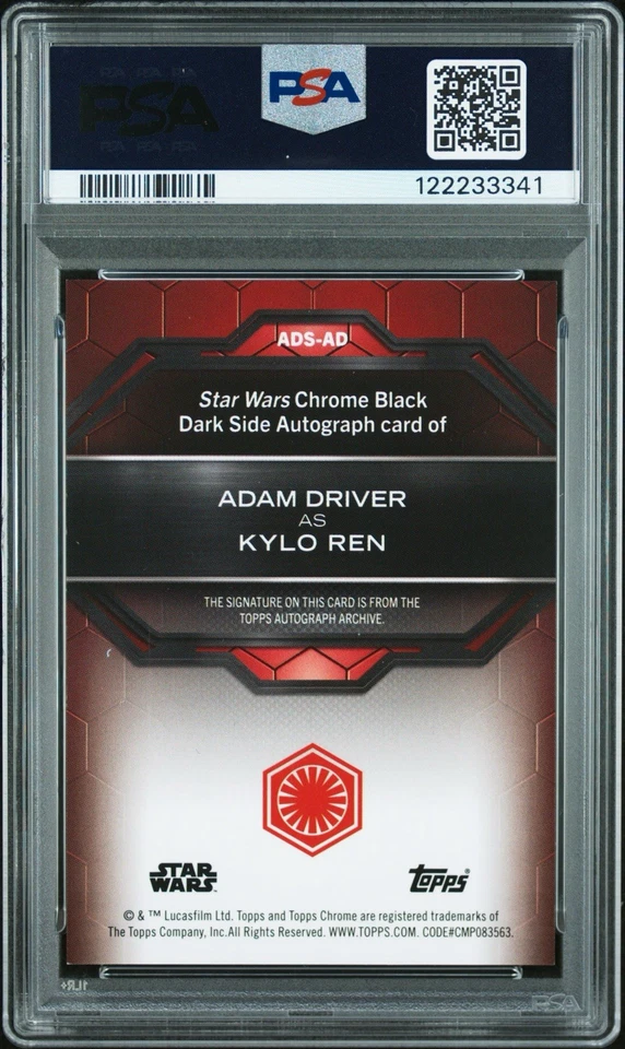 2024 Topps Star Wars Adam Driver Kylo Ren Magenta Ray Wave 7/10 PSA 9 / 10 Auto - Image 2 of 4