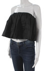 Reformation Women Cropped Off Shoulder Linen Blouse Black Size XS — photo 2
