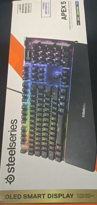 SteelSeries Apex 5 Hybrid Mechanical Gaming Wired Keyboard. OLED Smart Display