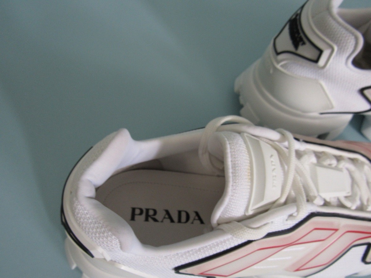 Size:12 Luxury PRADA Cloudbust Thunder Knit Fabric Sneakers WHITE