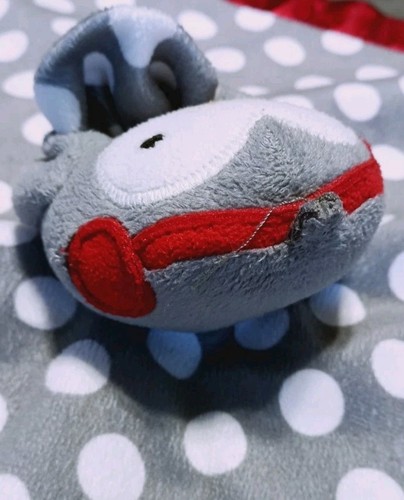 Antigua manta de seguridad Lovey a lunares blancos gris marino pingüino borde rojo sedoso 14" - Imagen 2 de 8