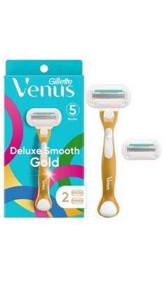 Venus Deluxe Smooth Gold Razors 2 Cartridges & 1 Razor Total