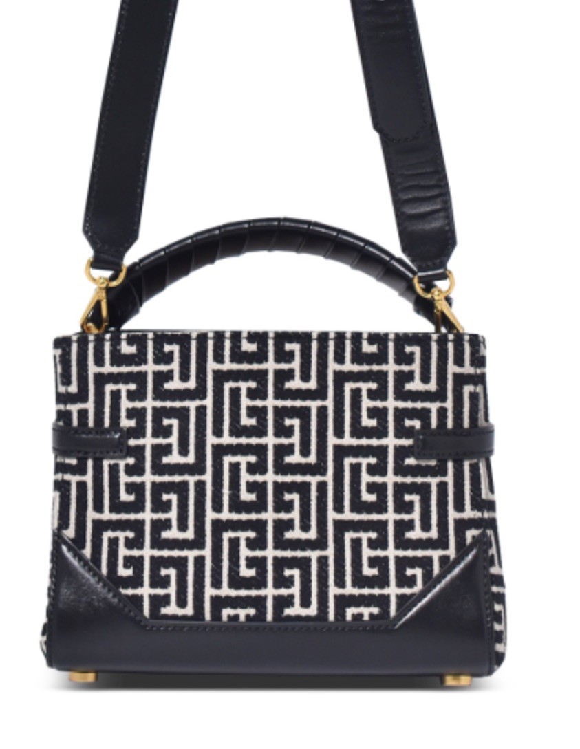 BALMAIN B-BUZZ 22 Top Handle Bag Jacquard Monogram Detachable strap image 4
