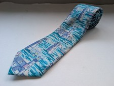 Vineyard Vines men s Necktie Lighthouse Sailboat pattern 100 Silk Tie Blue
