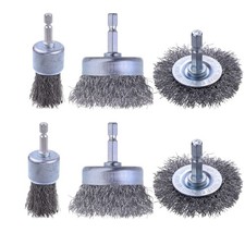 Rocaris 6 Pack Carbon Steel Wire Wheel and Pen Brush Set with 1/4-Inch Grey
