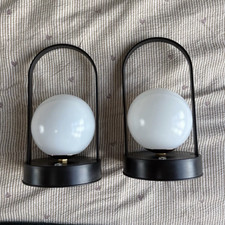 Set of 2 Black Rechargeable Touch LED Table Lamps, Dimmable Globe Shades