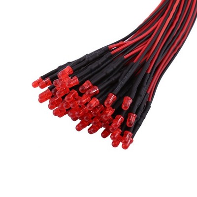 50pcs Pre Wired Diffused LED Diodes Multi Colors Light 3mm Red 1