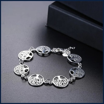 Tree of Life 925 Sterling Silver Bracelet for Women Romantic Engagement Wed/Gift
