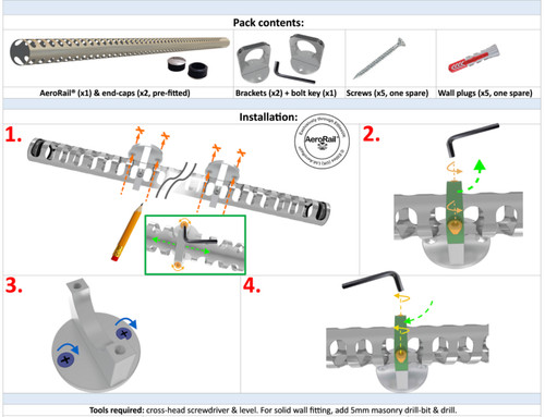 AeroRail® Sloping Ceiling Hanging Rail:Classic Edition: 1metre length - Picture 3 of 15