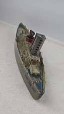 Vintage Tin Litho Ship Boat battleship Wind Up. WORKS