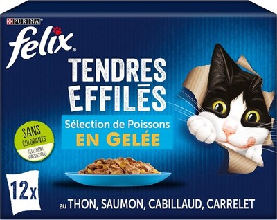 FELIX Zarte Gelee ausgewachsene Katze Auswahl an Fischen 12 x 85 g Frischebeutel