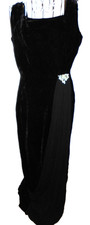 vintage Ladycourt london long black velvet diamante evening gown 40 bust