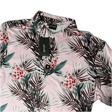 Bad Birdie Golf Polo Size XL Cabana Pink Floral Short Sleeve Stretch NWT