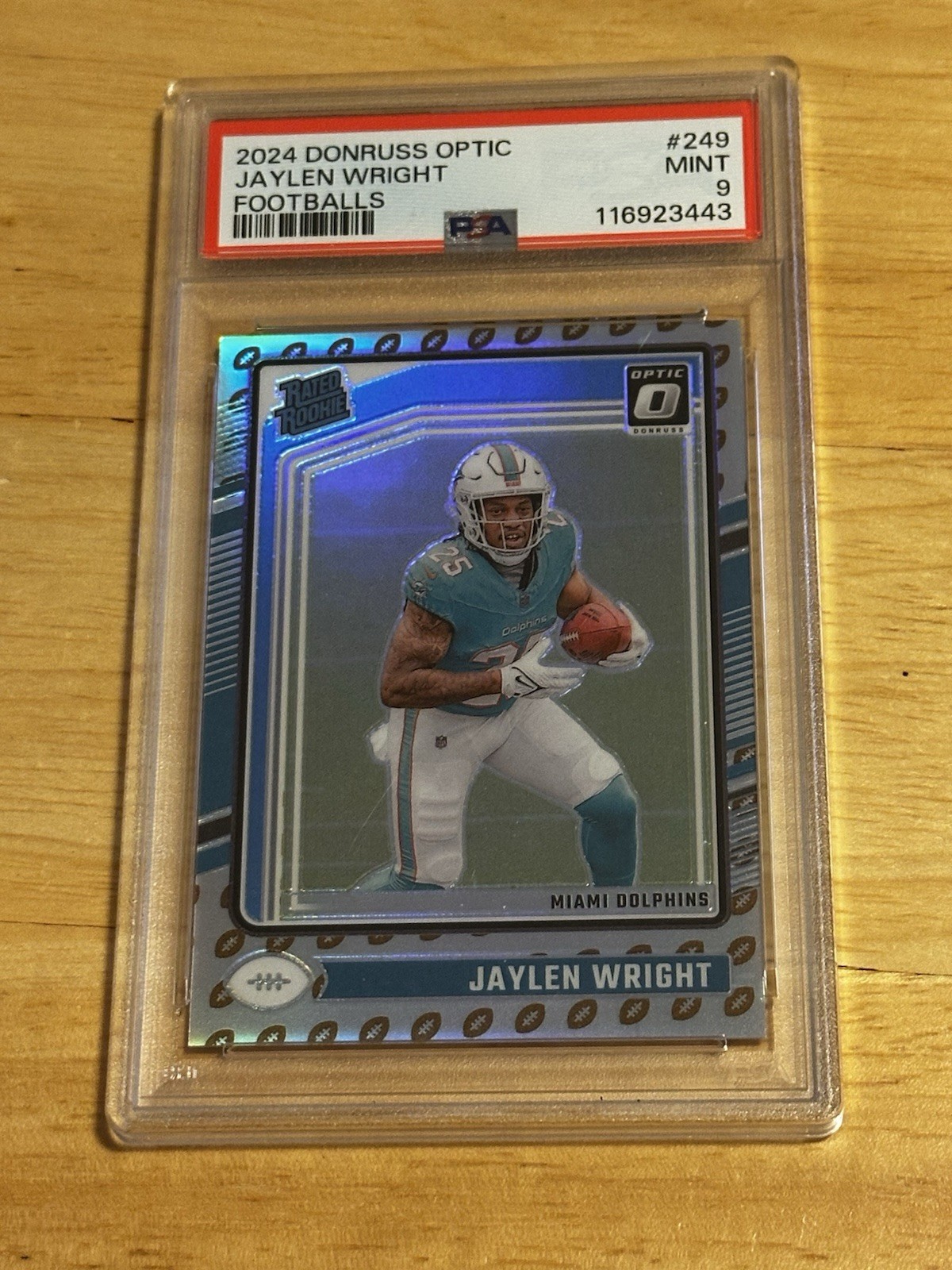 PSA 9 2024 Panini Donruss Optic Jaylen Wright Footballs Rated Rookie 6/16 #249