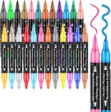 24 Color Dual Tip Acrylic Paint Marker Pens for Wood Rock Glass
