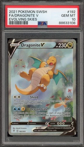 Pokemon Dragonite V Evolving Skies Full Alt Art #192 PSA 10 Gem Mint