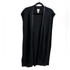 Chico  s Margeaux Black Long Line Knit Vest Size Medium