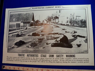 Vtg 1950's Illustrated Current News Photo History Stockholm Sweden Traffic Death