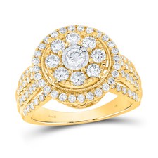 14kt Yellow Gold Round Diamond Halo Bridal Wedding Engagement Ring 1-1/2 Cttw