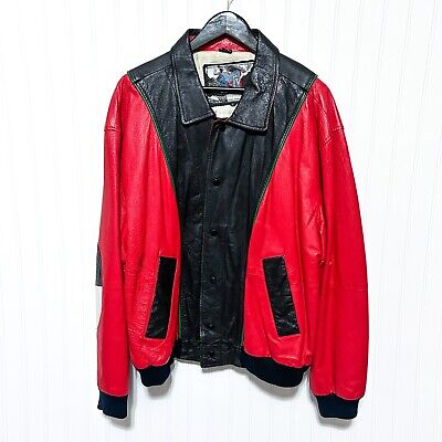 Vintage 90s 1992 MTV Red Leather Colorblock Logo Thriller Vintage 90s 1992 MTV Red Leather Colorblock Logo Thriller