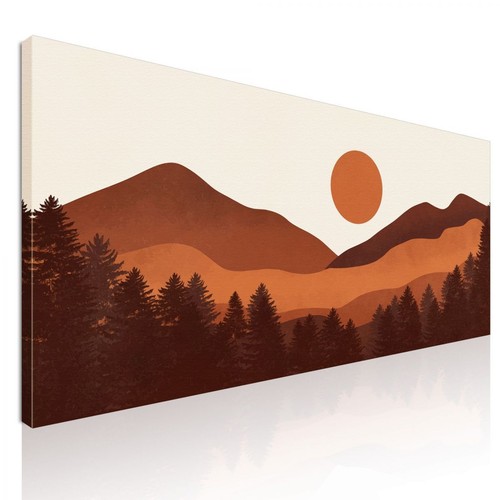 Ilustración De Paisaje De Pintura Boho Chic Paisaje De Montaña Con Puesta De Sol - Imagen 1 de 6