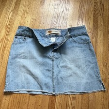 Mini Jean skirt ROUTE 66 Size 12. Light Denim, frayed hem