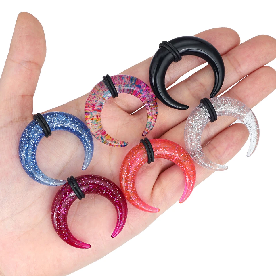 16PC Acrylic Buffalo Taper Stretching Kit C Shaped Pincher Septum Ring Ear Gauge - Image 3 of 4