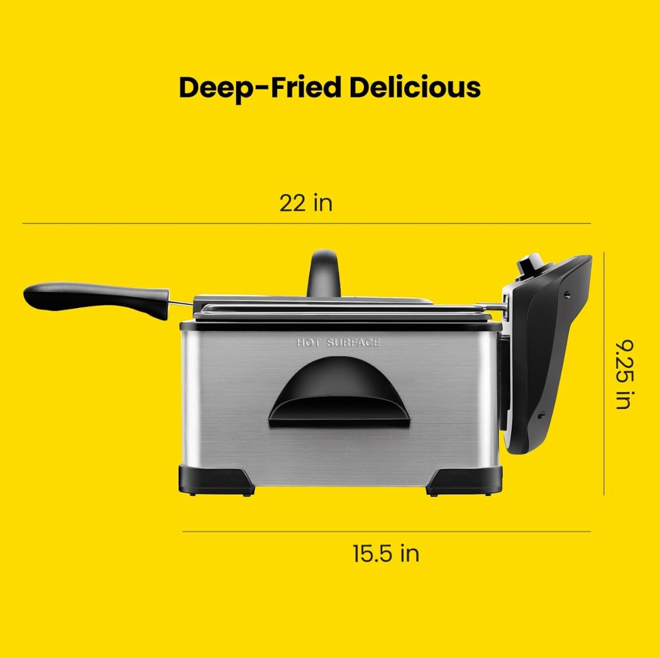 Chefman 4.5 Liter Deep Fryer w/Basket Strainer, Stainless Steel, Adjustable Temp