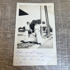 Antique Vintage Real Photo Postcard 2 Women Formal Dresses Hats 1910