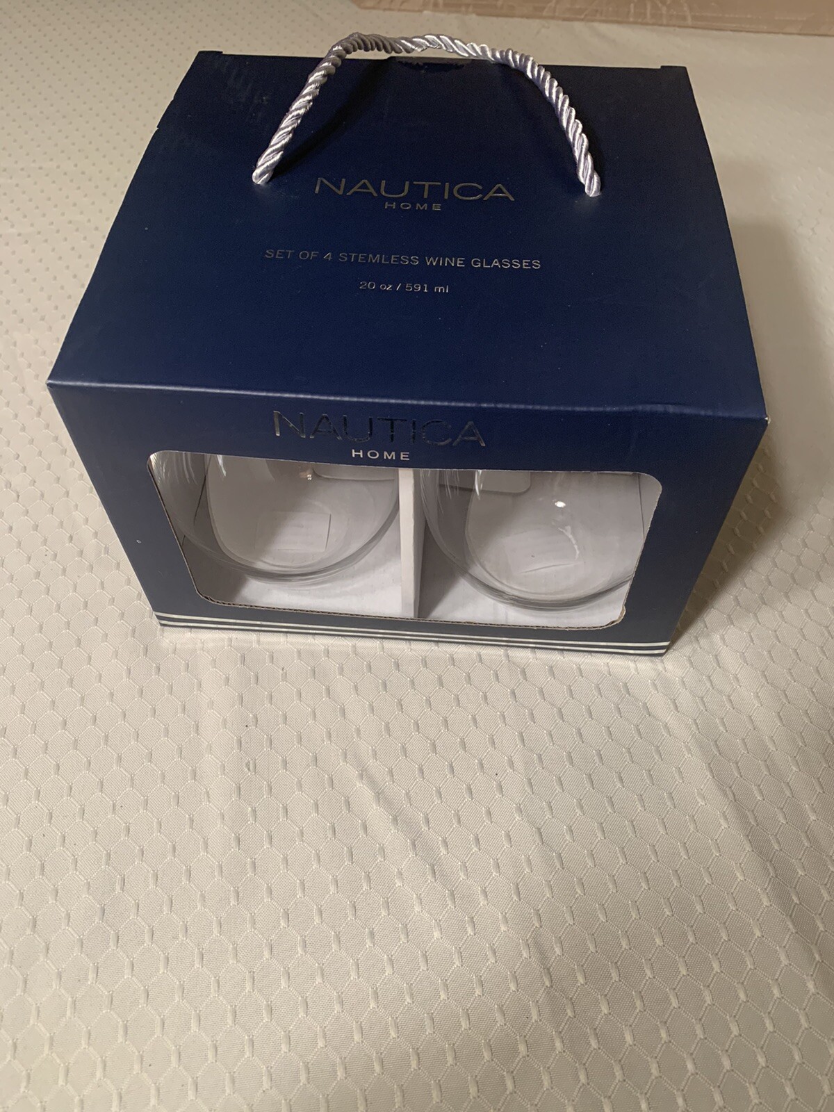Nautica Home Set Of Four (4) Stemless Glass Wine Glasses... New. eBay
