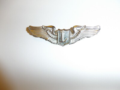 e2317 WW2 US Army Air Force USAAF Liaison Pilot Wing Silver metal pin ...