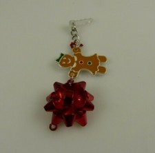 Christmas bow gingerbread man cell phone or fits Ipad charm ear cap dust plug