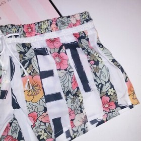 Victoria Secret Sleep Shorts Small Sleepwear White Black Floral Logo Pajama New