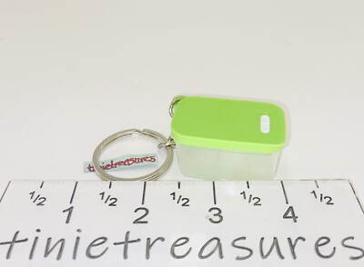 Tupperware keychain mini fridgesmart in sheer w/green lid Tinietreasures
