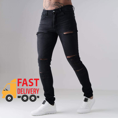 black multi ripped jeans