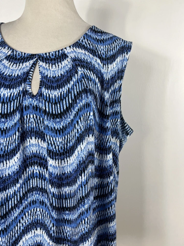 Camiseta sin mangas Jones New York 1X azul blanco a rayas de viaje elástica sin mangas L1 Foto 3 de 4