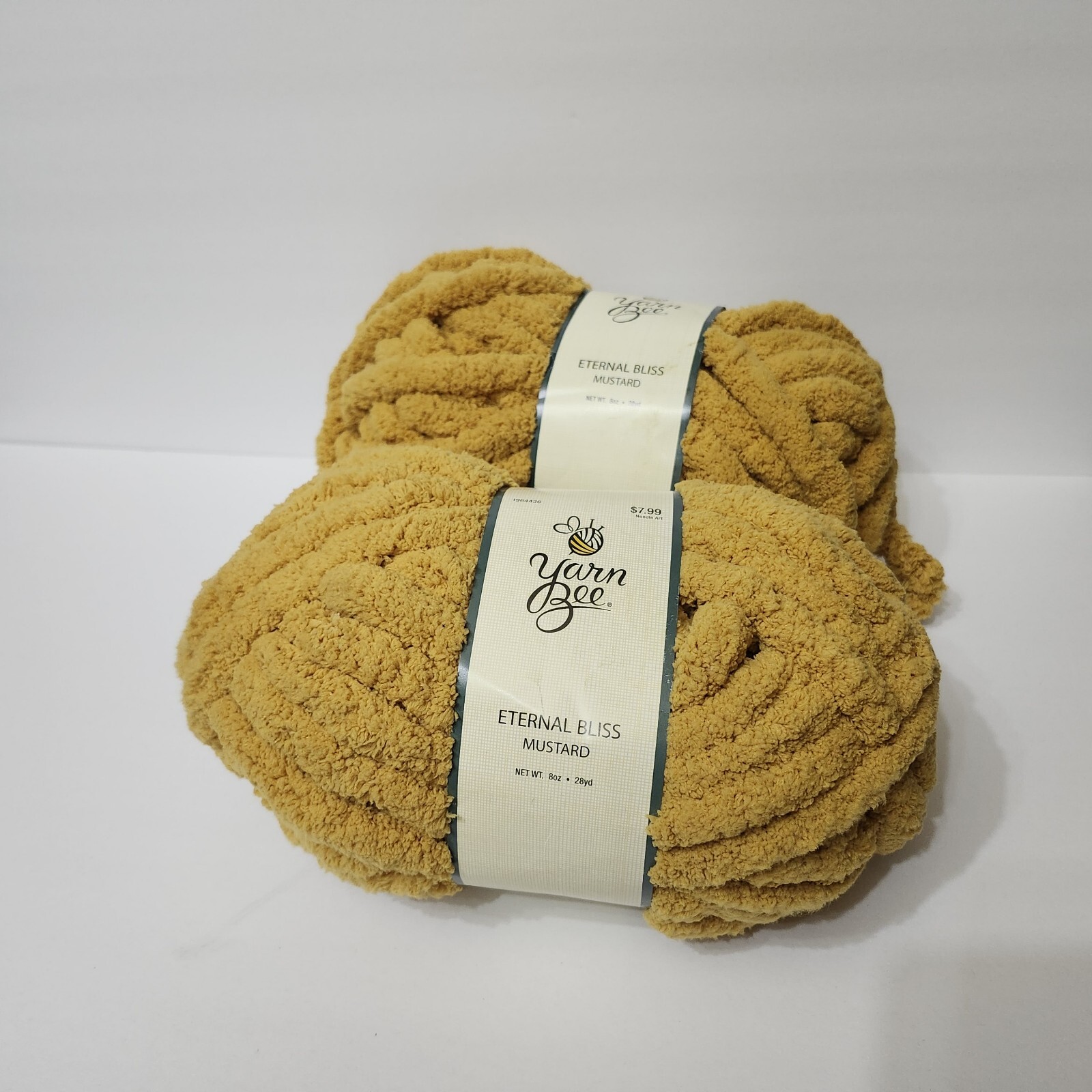 Yarn Bee Eternal Bliss Mustard 8 Oz Skein Yellow Jumbo Polyester Yarn Lot Of 2