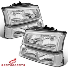 4PCS FOR 2003-2006 CHEVY SILVERADO AVALANCHE HEADLIGHTS BUMPER  LAMPS CHROME