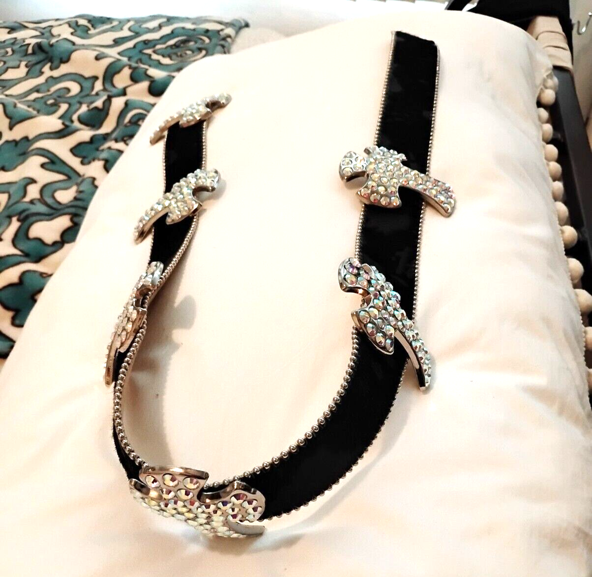 VHTF**BB SIMON Belt Large Black Leather SWAROVSKI Crystal VHTF**BB SIMON Belt Large Black Leather SWAROVSKI Crystal